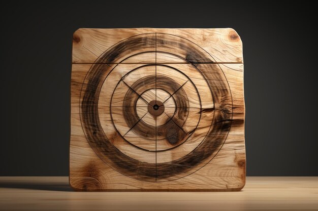 Wooden board with a target for throwing an axe and playing darts