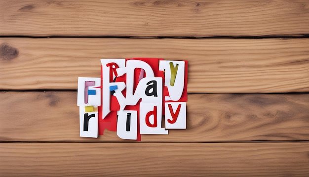 Photo a wooden board with the words friday friday friday friday friday on it