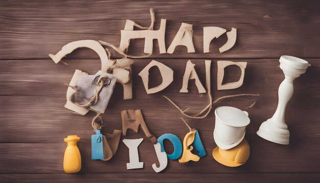 Photo a wooden board with the words  happy dad  on it