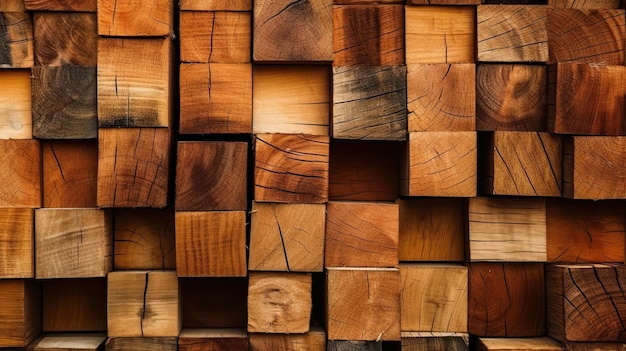 写真 木材 産業用木材 松の木材 自然の粗い木材の板の積み重ね 建設現場の工業用木材