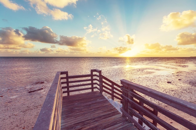 Wooden boardwalk on the beach