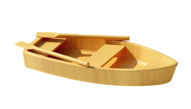 木製ボート3Dレンダリングイラスト