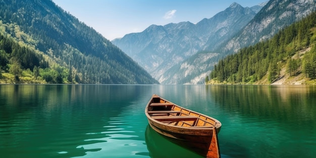 Wooden Boat on the Lake Generative AI