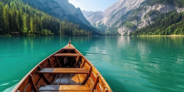 Wooden Boat on the Lake Generative AI