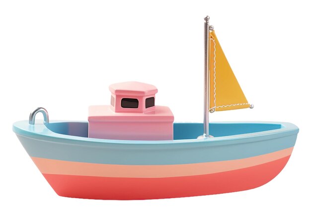 Photo wooden boat toy isolated on white or transparent background ai generated image
