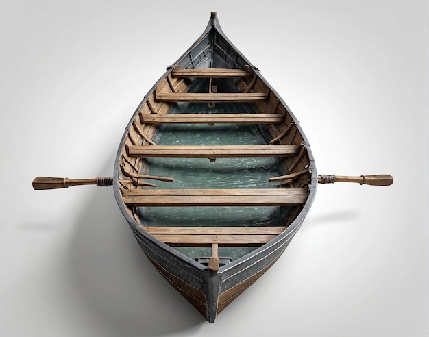 Photo a wooden boat with a green interior