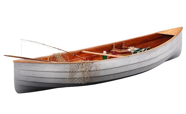 Premium Photo  Wooden boat with paddles isolated over white