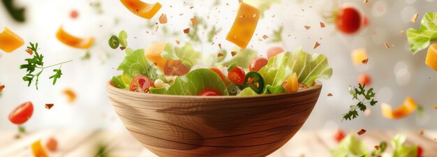 Wooden Bowl Filled With Lettuce and Tomatoes