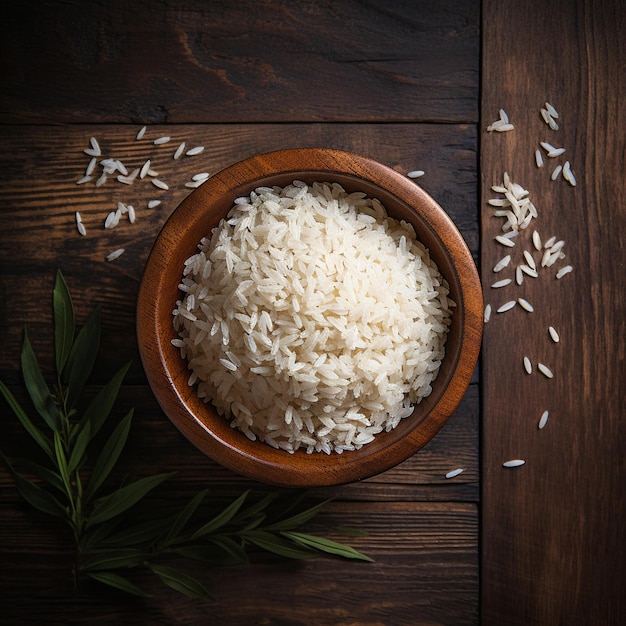 Wooden Bowl Filled With Rice