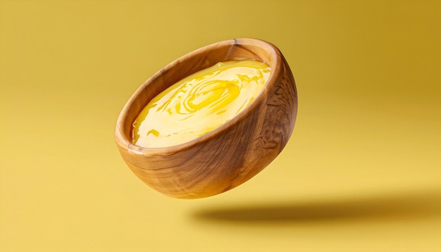 Foto ghee in ciotola di legno