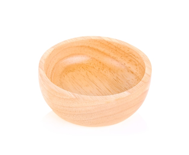 Wooden bowl isolated on white background