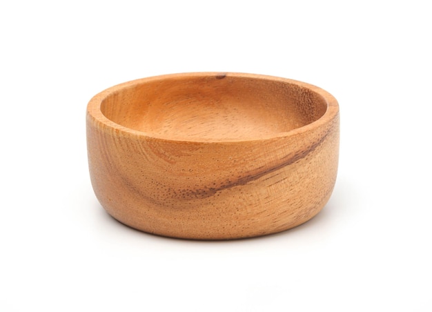 Wooden bowl isolated on white background