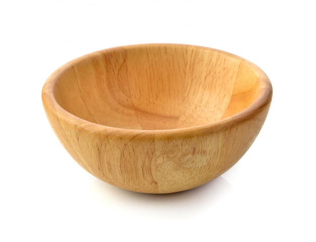 Wooden bowl isolated on white