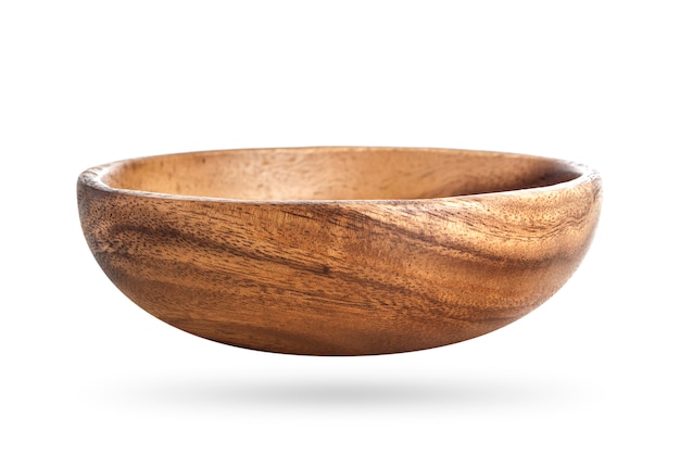 Photo wooden bowl isolated on white