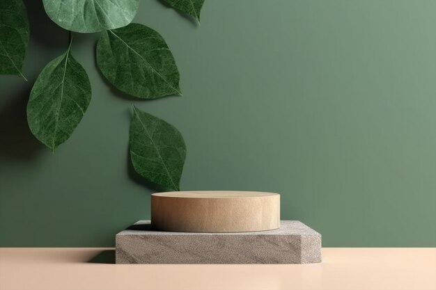 A wooden bowl on a table with a green wall behind it.