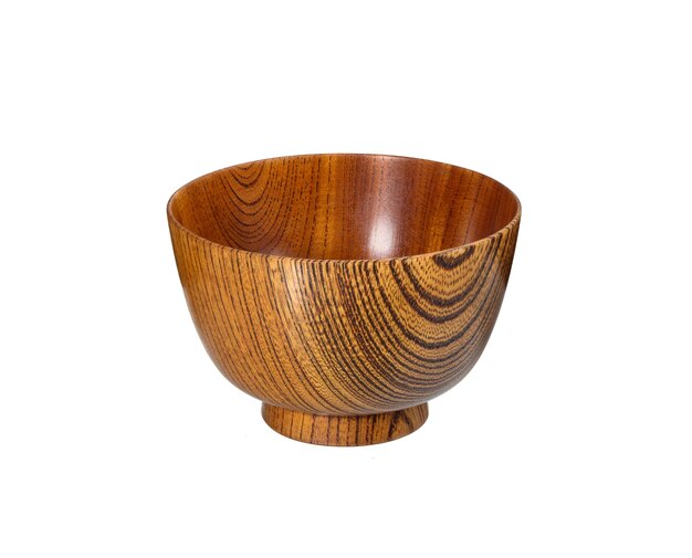 Wooden bowl on white background Miso soup bowl