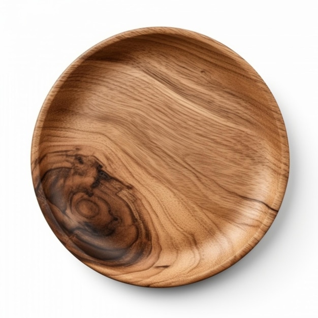 A wooden bowl with a brown rim is made from a walnut veneer.