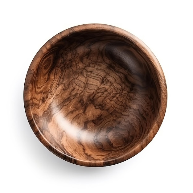 A wooden bowl with a dark brown finish.