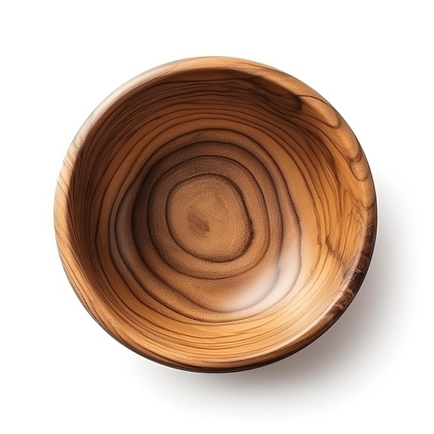 A wooden bowl with a pattern of circles in the center.