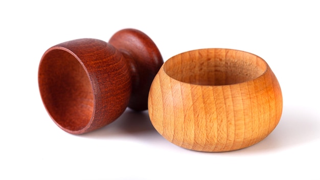 Wooden bowls isolated on white background kitchen utensil