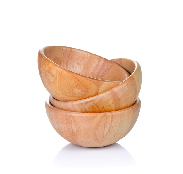 Wooden bowls isolated on white