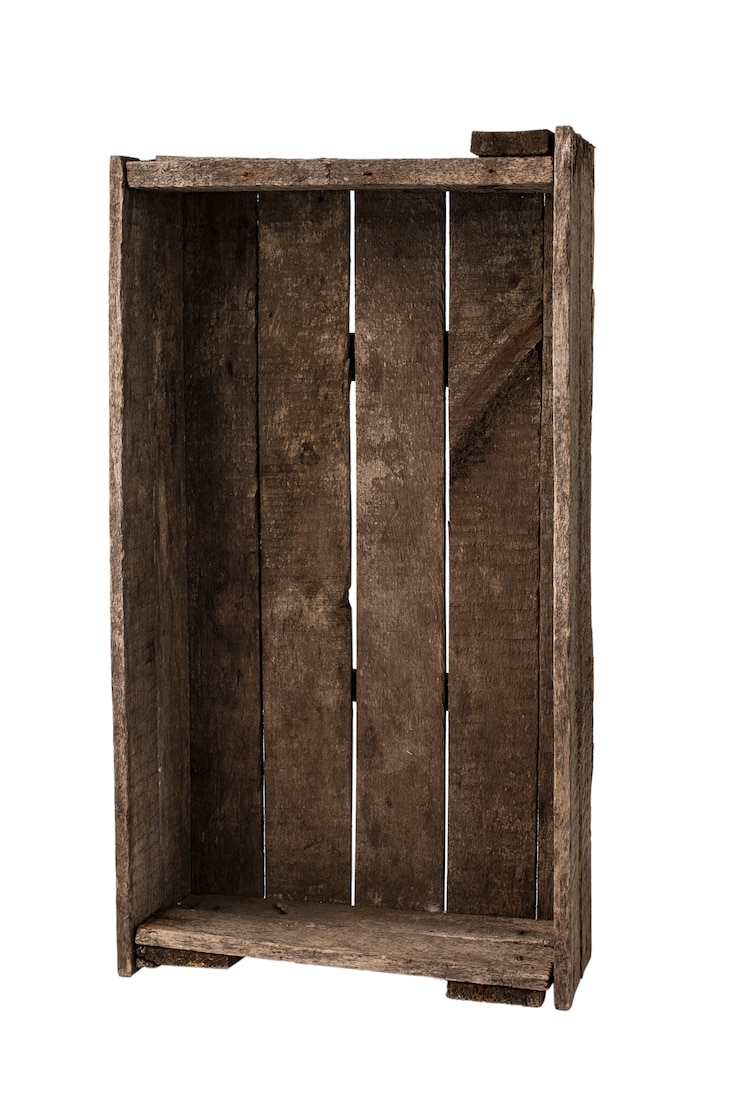 Photo wooden box isolated on white 