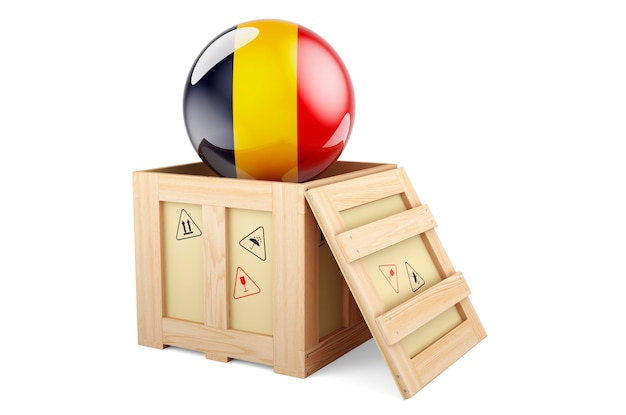 Wooden box parcel with Chadian flag Shipping and delivery in Chad concept 3D rendering isolated on white background