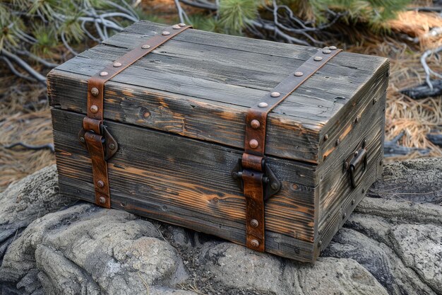 Wooden Box on Rock