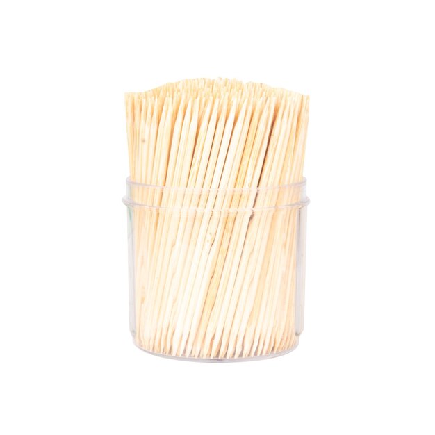 wooden box toothpick isolated on white background