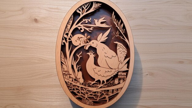 Photo a wooden box with a bird and a bird on it