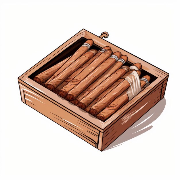 Photo wooden box with cigars isolated on white background vector illustration