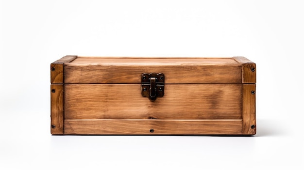 Photo a wooden box with a heart shaped handle.