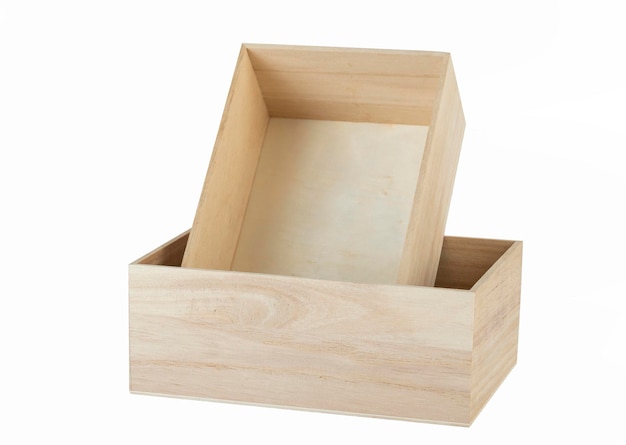 wooden boxes for garden and home isolated on a white background