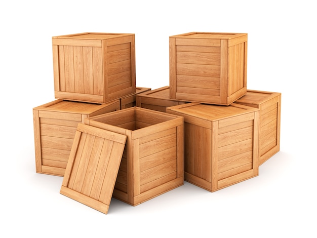 Wooden boxes group