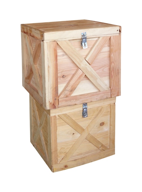 写真 白い背景の木製の箱