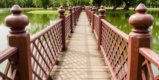 Wooden bridge for crossing swamps