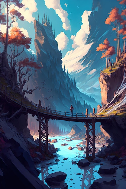 wooden bridge in the fantasy land