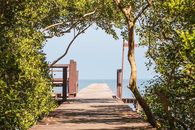 Wooden bridge into the sea