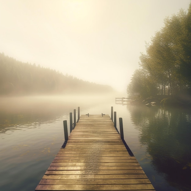 Photo wooden bridge on the lake