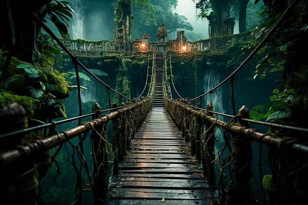 Photo wooden bridge in the park