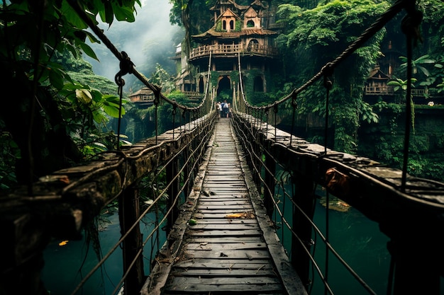 wooden bridge in the park