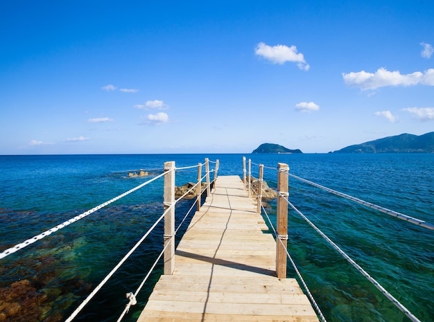 Wooden bridge sea summer