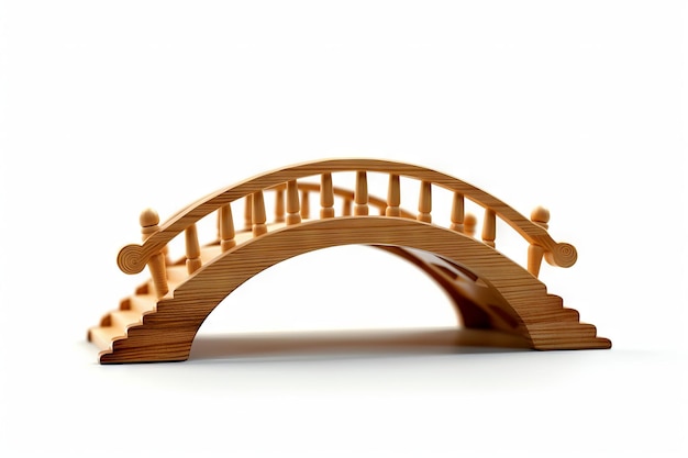 A wooden bridge with a wooden railing