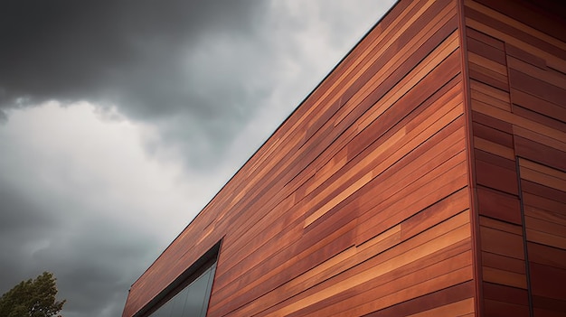 A wooden building with a window above it