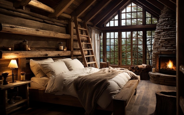 Wooden Cabin Bedroom for Relaxation