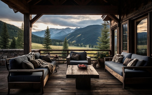 Wooden Cabin Porch Retreat