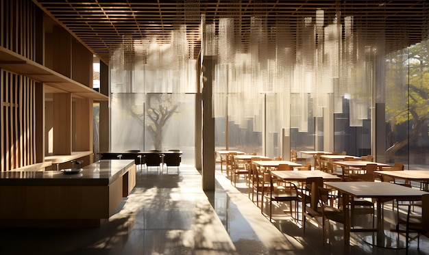 wooden cafe interior painting ai generative design