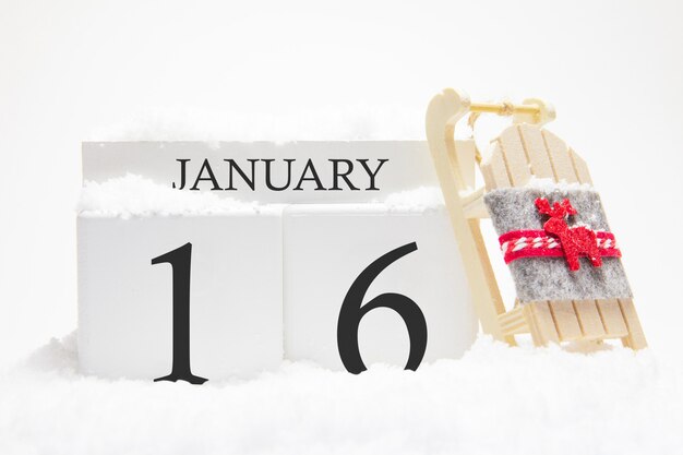 Wooden calendar January