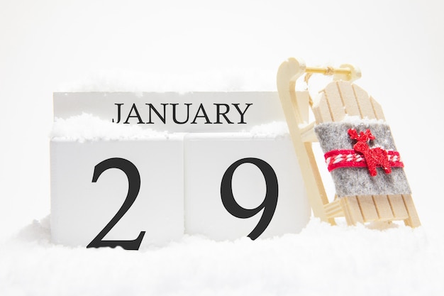 Wooden calendar January