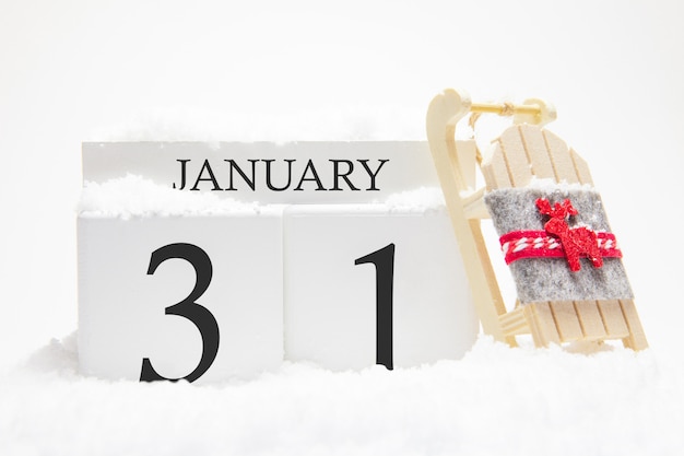 Photo wooden calendar january